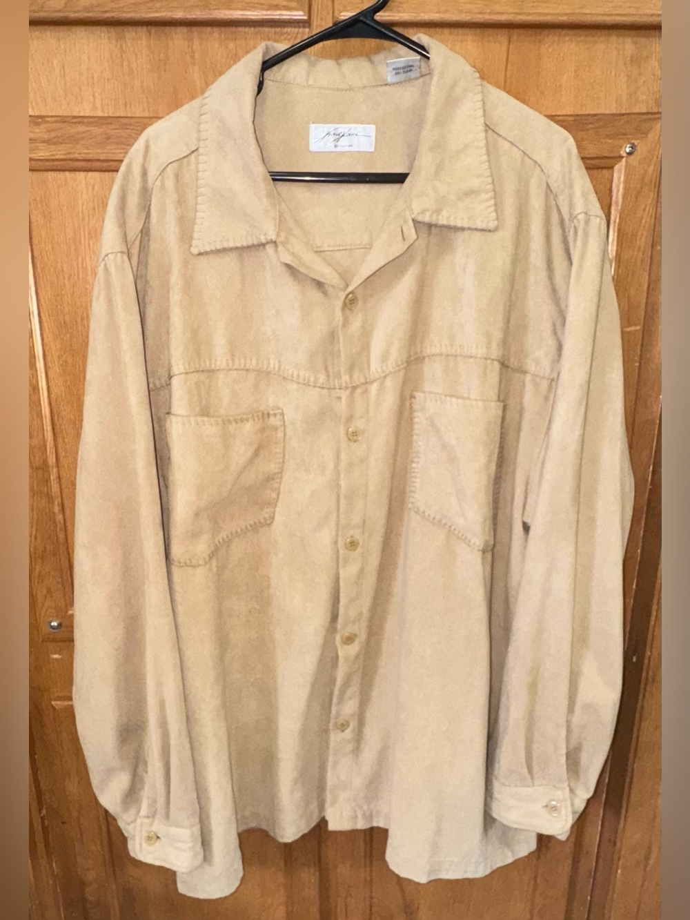 Vintage Karl Kani Beige Faux Suede Button Front Shirt Jacket XXL Made in Korea